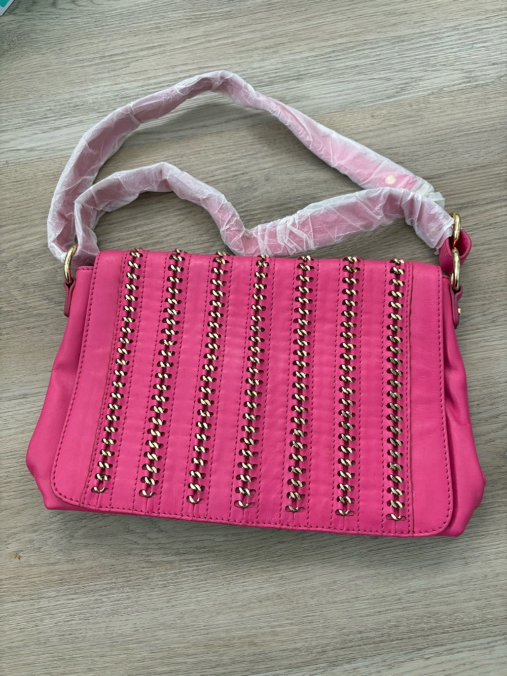 Vintage Tory Burch Chain Flap Shoulder Bag - Double T Logo in Hot Pink